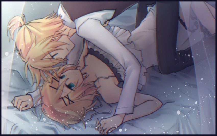 kagamine rin and kagamine len (vocaloid and 1 more) drawn by haine_koko