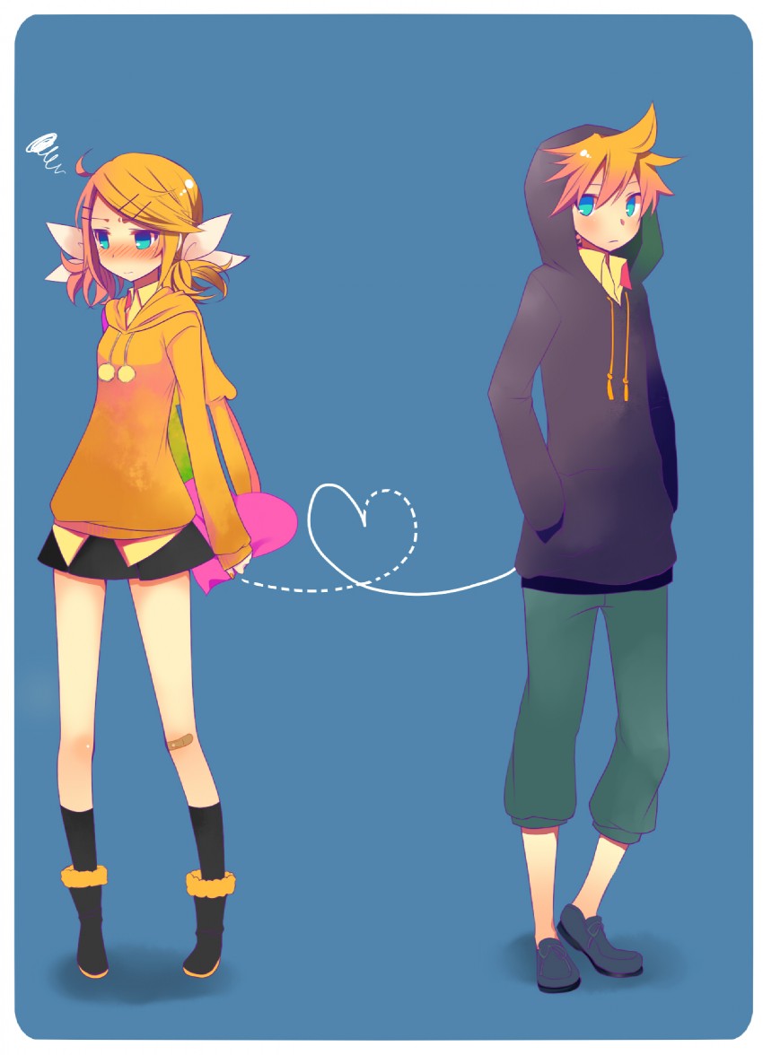 kagamine rin and kagamine len (vocaloid) drawn by temari_(deae)