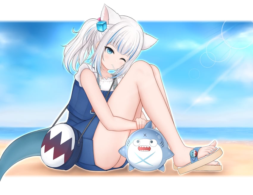 gawr gura and bloop (hololive and 1 more) drawn by silver_bullet_(yhq811)