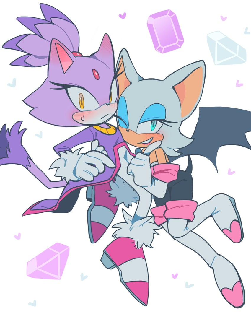 blaze the cat and rouge the bat (sonic) drawn by unneul