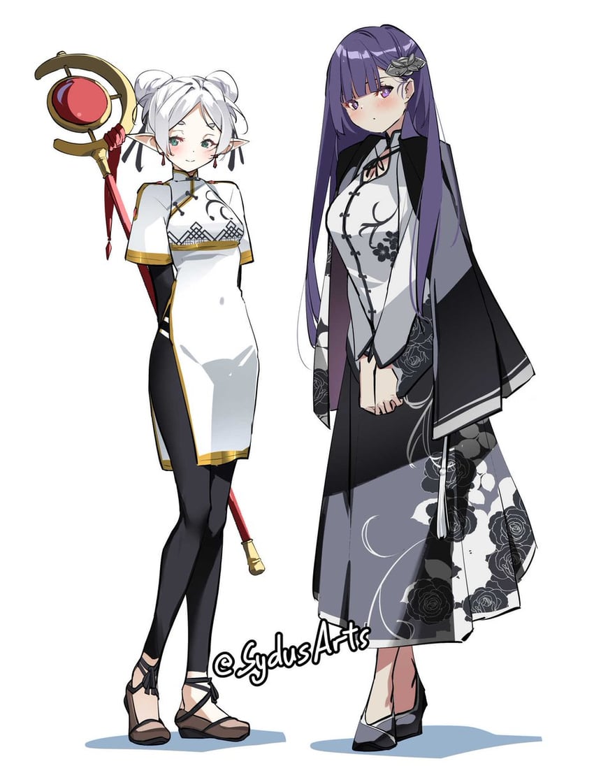 frieren and fern (genshin impact and 1 more) drawn by sydus