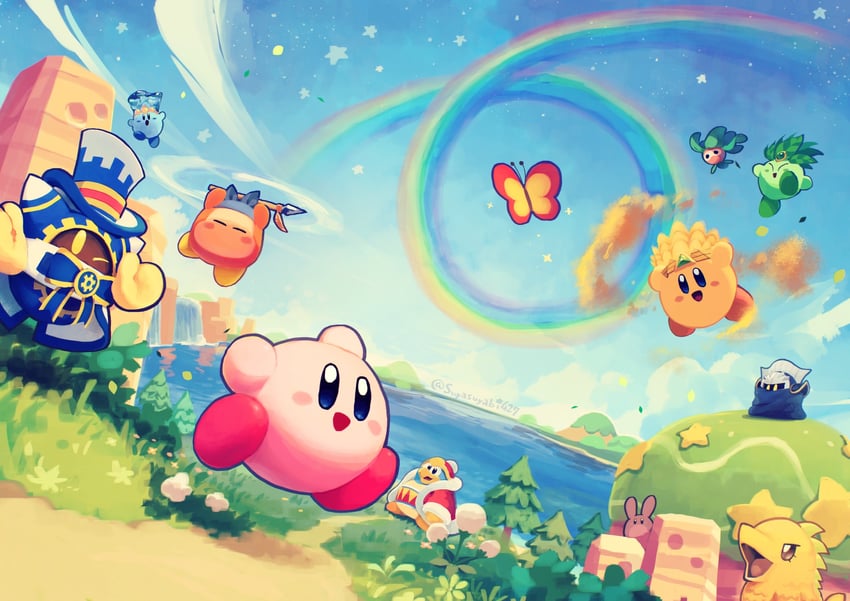 kirby, meta knight, king dedede, magolor, bandana waddle dee, and 8 more (kirby and 2 more) drawn by suyasuyabi