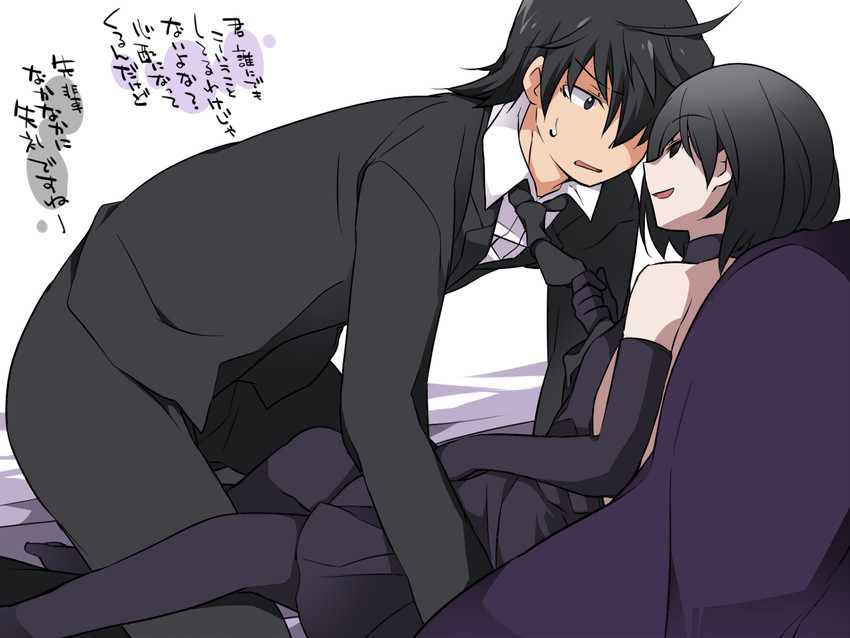 araragi koyomi and oshino ougi (monogatari and 1 more) drawn by hammer_(sunset_beach)