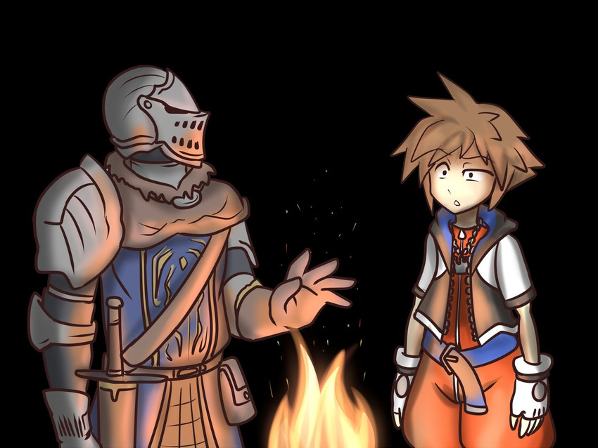 sora and chosen undead (super smash bros. and 3 more) drawn by hayato_stuff