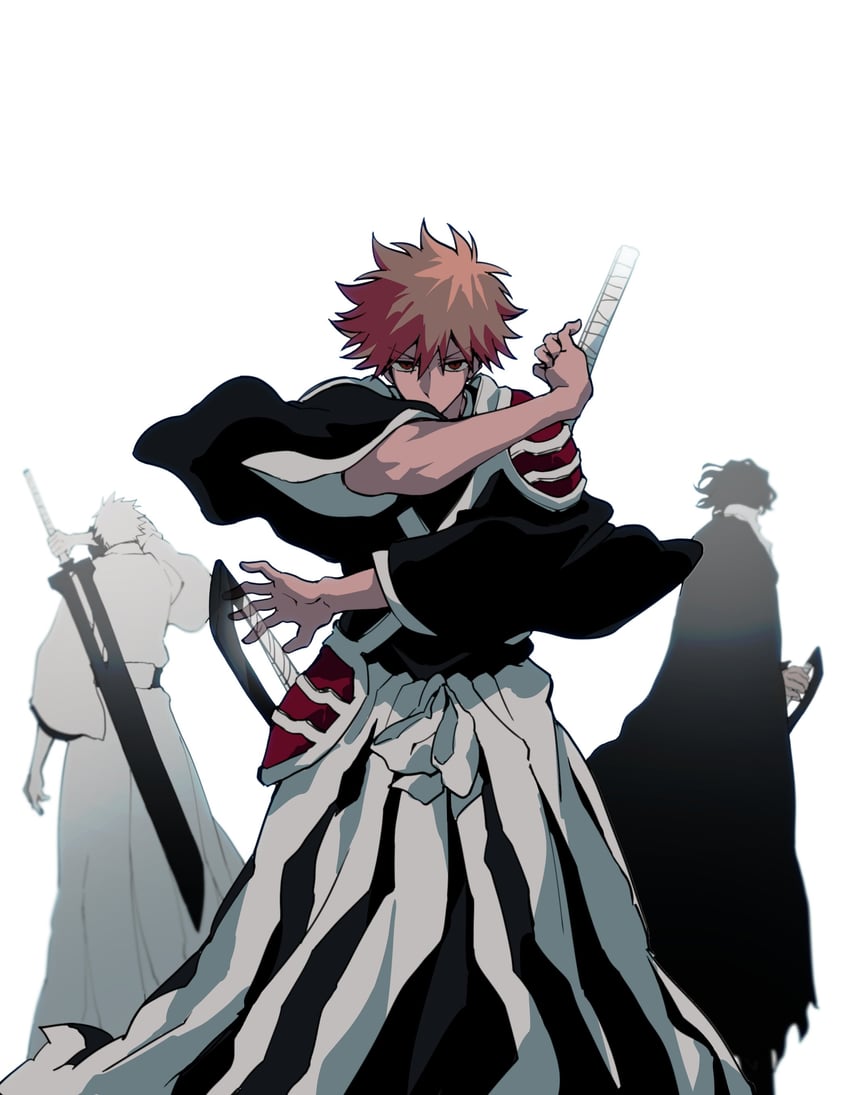 kurosaki ichigo, hollow ichigo, and zangetsu (bleach and 1 more) drawn by n_ep_tune2