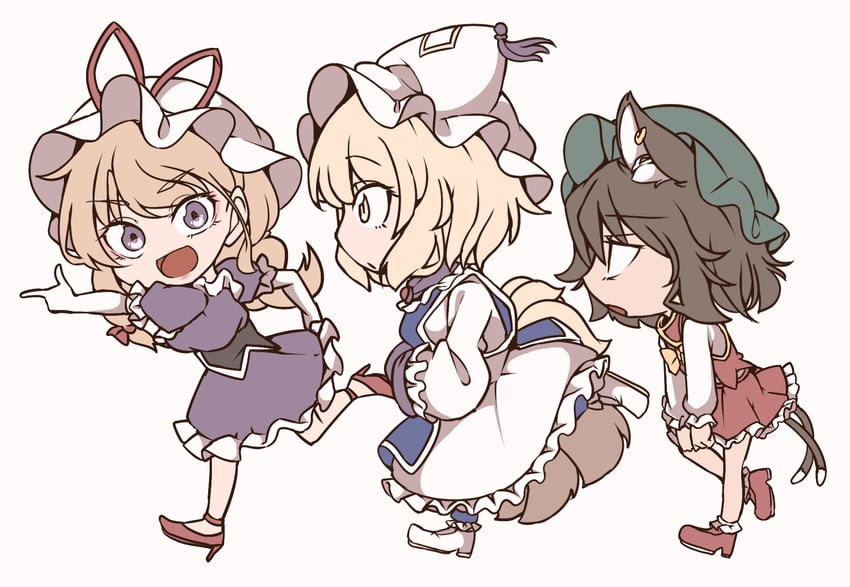 yakumo yukari, yakumo ran, and chen (touhou) drawn by gokuu_(acoloredpencil)