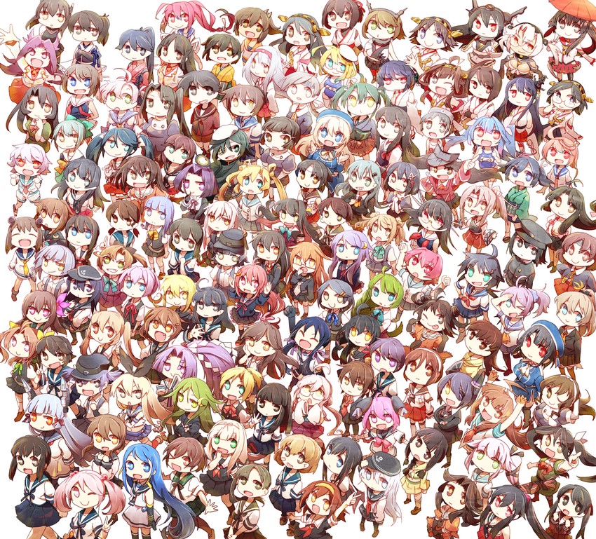 kaga, shimakaze, hibiki, shigure, kongou, and 120 more (kantai collection and 1 more) drawn by sachirika