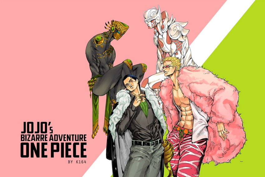 donquixote doflamingo and crocodile (jojo no kimyou na bouken and 1 more) drawn by k164
