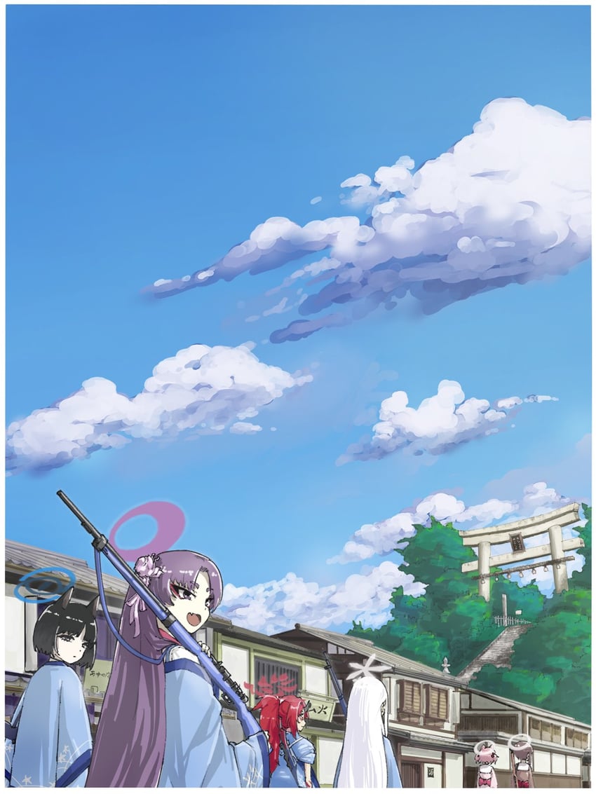 kikyou, yukari, renge, nagusa, and hyakkiyako alliance academy student (blue archive) drawn by desuyone0502