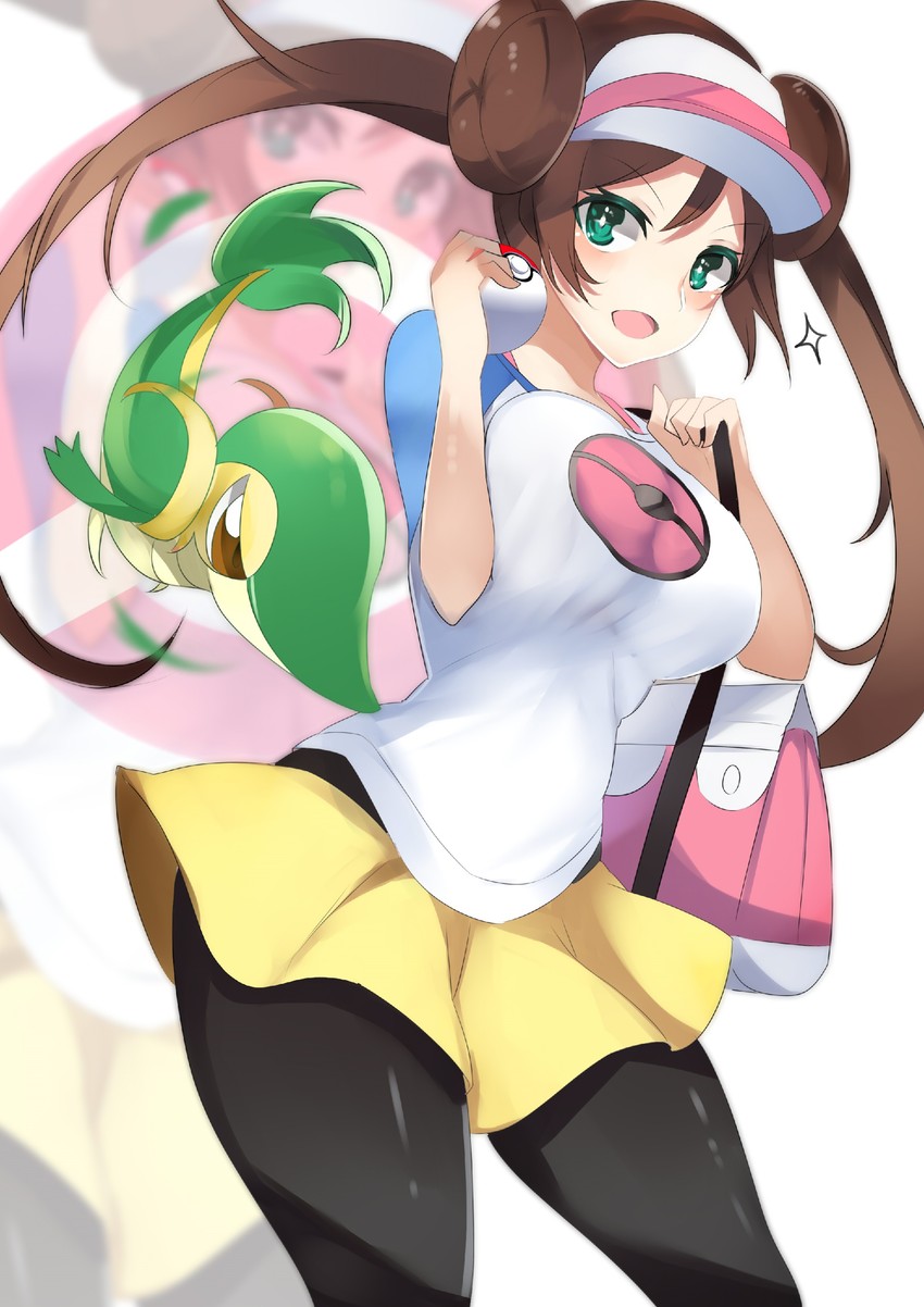 rosa and snivy (pokemon and 2 more) drawn by tiamat_(momokuri_mannen)