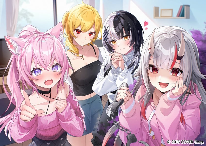 shiori novella, nakiri ayame, hakui koyori, and kaela kovalskia (hololive and 2 more) drawn by pisuke_wan