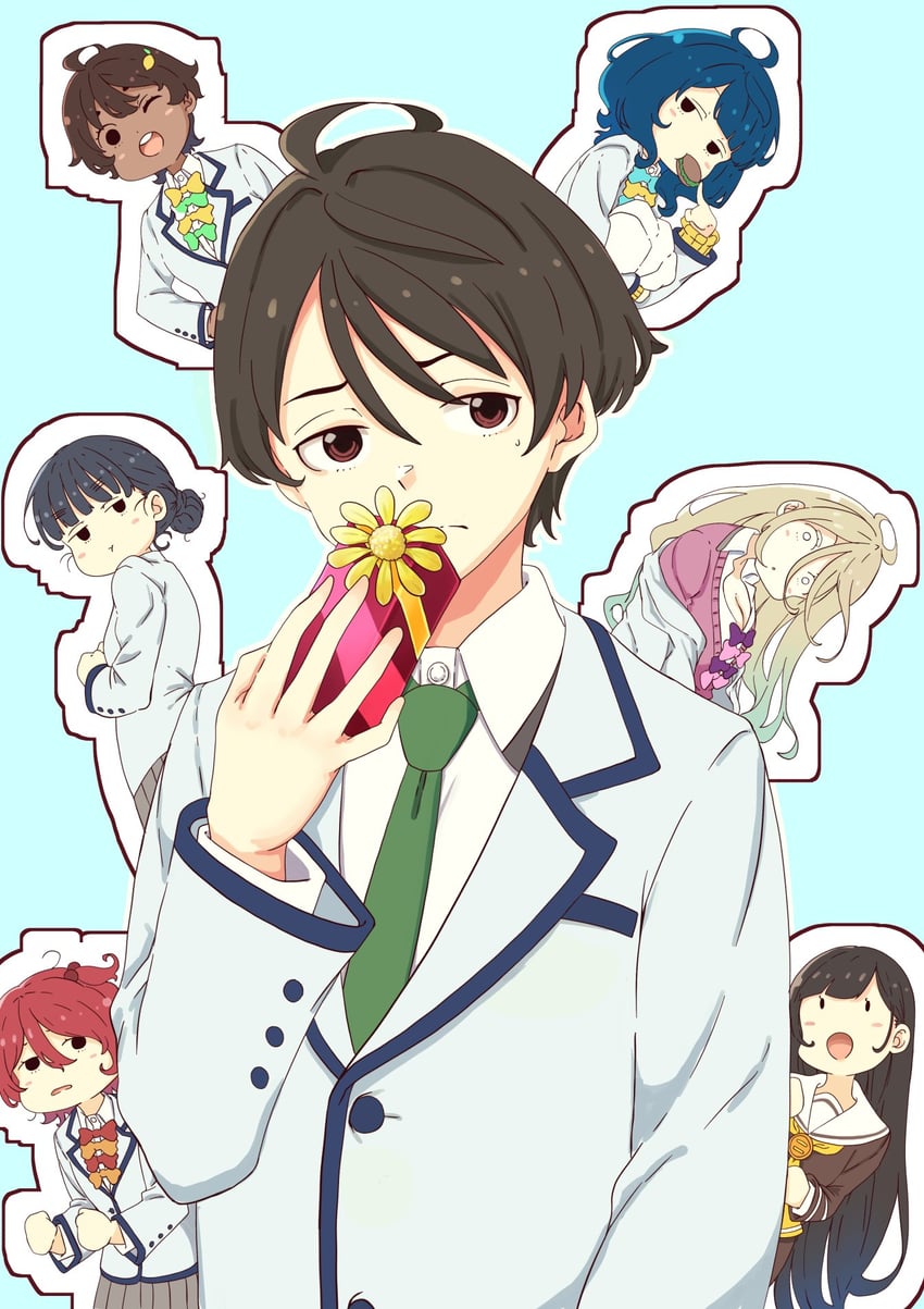 yanami anna, yakishio lemon, komari chika, nukumizu kaju, nukumizu kazuhiko, and 2 more (make heroine ga oo sugiru!) drawn by mono9ron