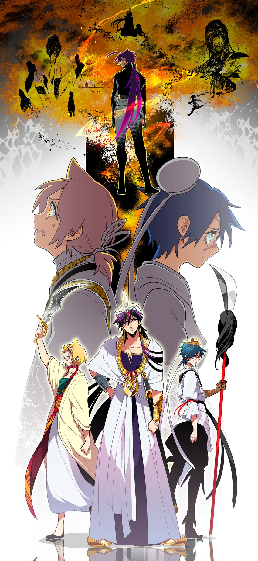 alibaba saluja, sinbad, and ren hakuryuu (magi the labyrinth of magic) drawn by dalc_rose