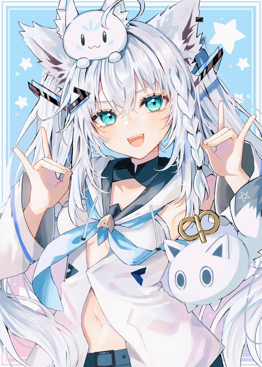 shirakami fubuki, sukonbu, and nejima kitsune (hololive) drawn by 5eko