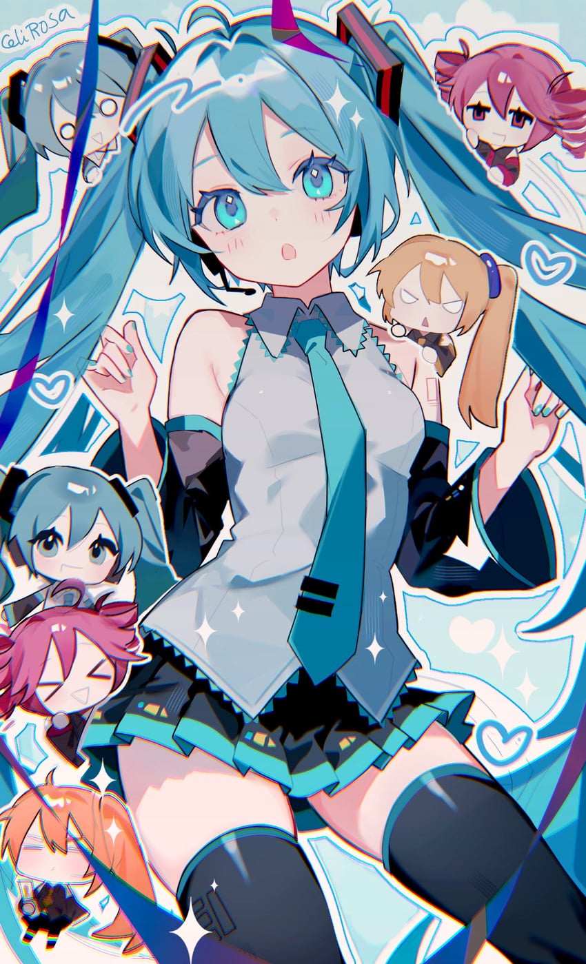 hatsune miku, kasane teto, and akita neru (vocaloid and 2 more) drawn by goot