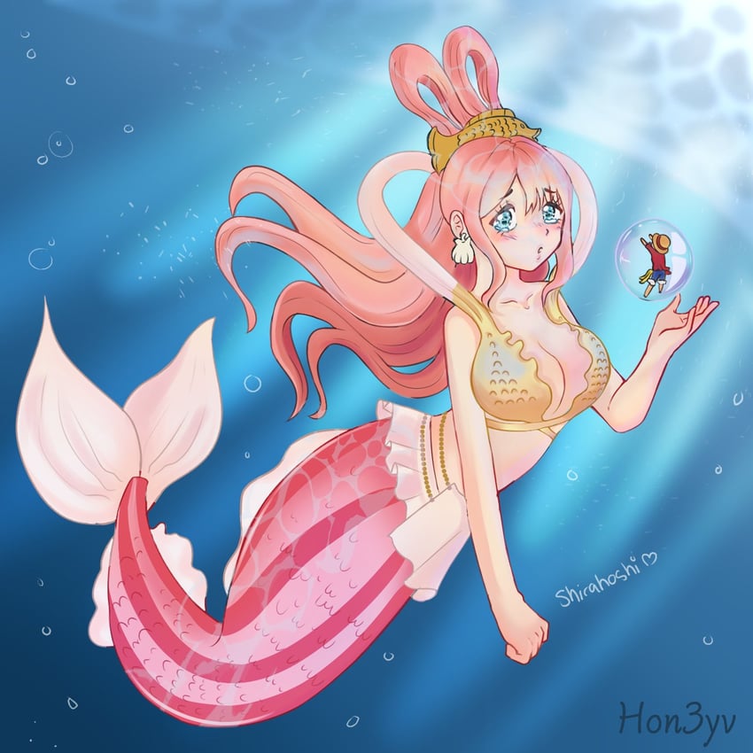 monkey d. luffy and shirahoshi (one piece) drawn by annie54993397