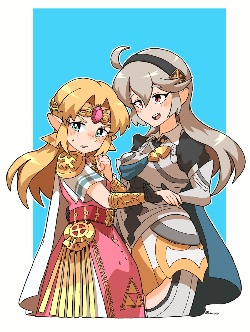 princess zelda and female corrin (fire emblem and 4 more) drawn by omura_zojiki