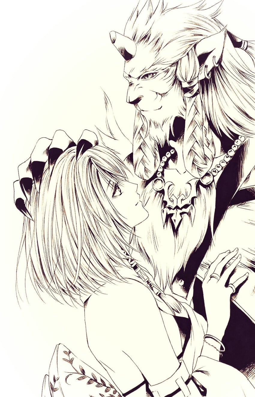yuna and kimahri ronso (final fantasy and 1 more) drawn by ruy