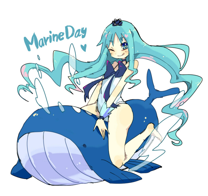 kurumi erika, cure marine, and wailord (pokemon and 2 more) drawn by anno_aano