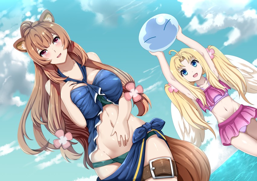 raphtalia, rimuru tempest, and filo (tate no yuusha no nariagari and 1 more) drawn by k_kung