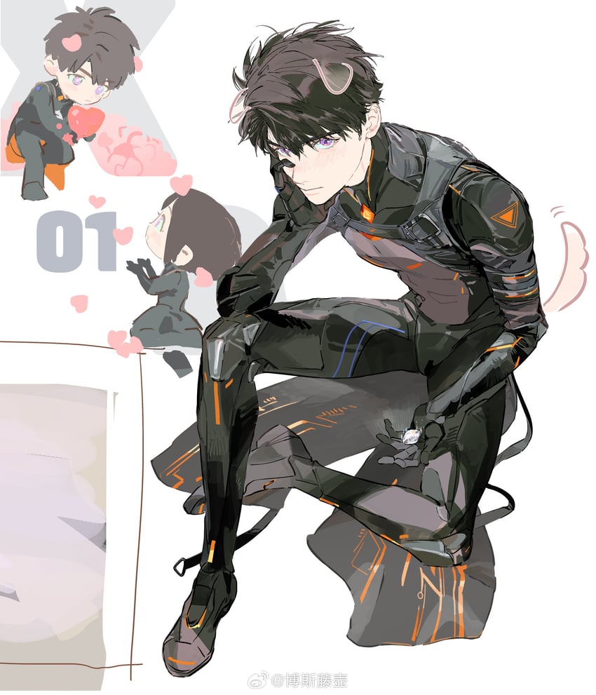 protagonist and caleb (love and deepspace) drawn by bosi_tenghu