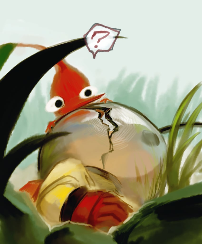 red pikmin and olimar (pikmin) drawn by iat-418