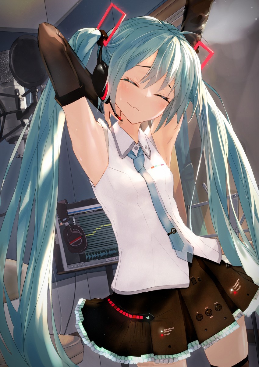 hatsune miku (vocaloid) drawn by chamu_(chammkue)
