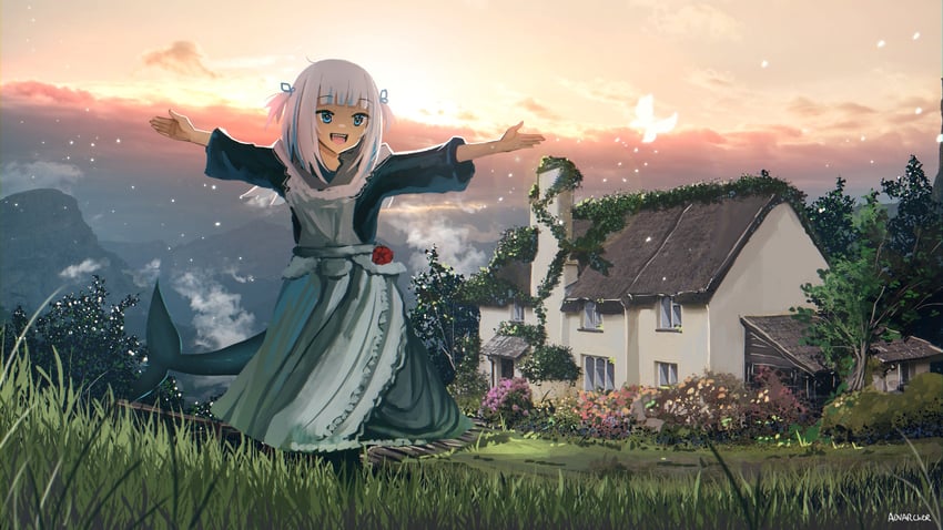 gawr gura (hololive and 2 more) drawn by advarcher