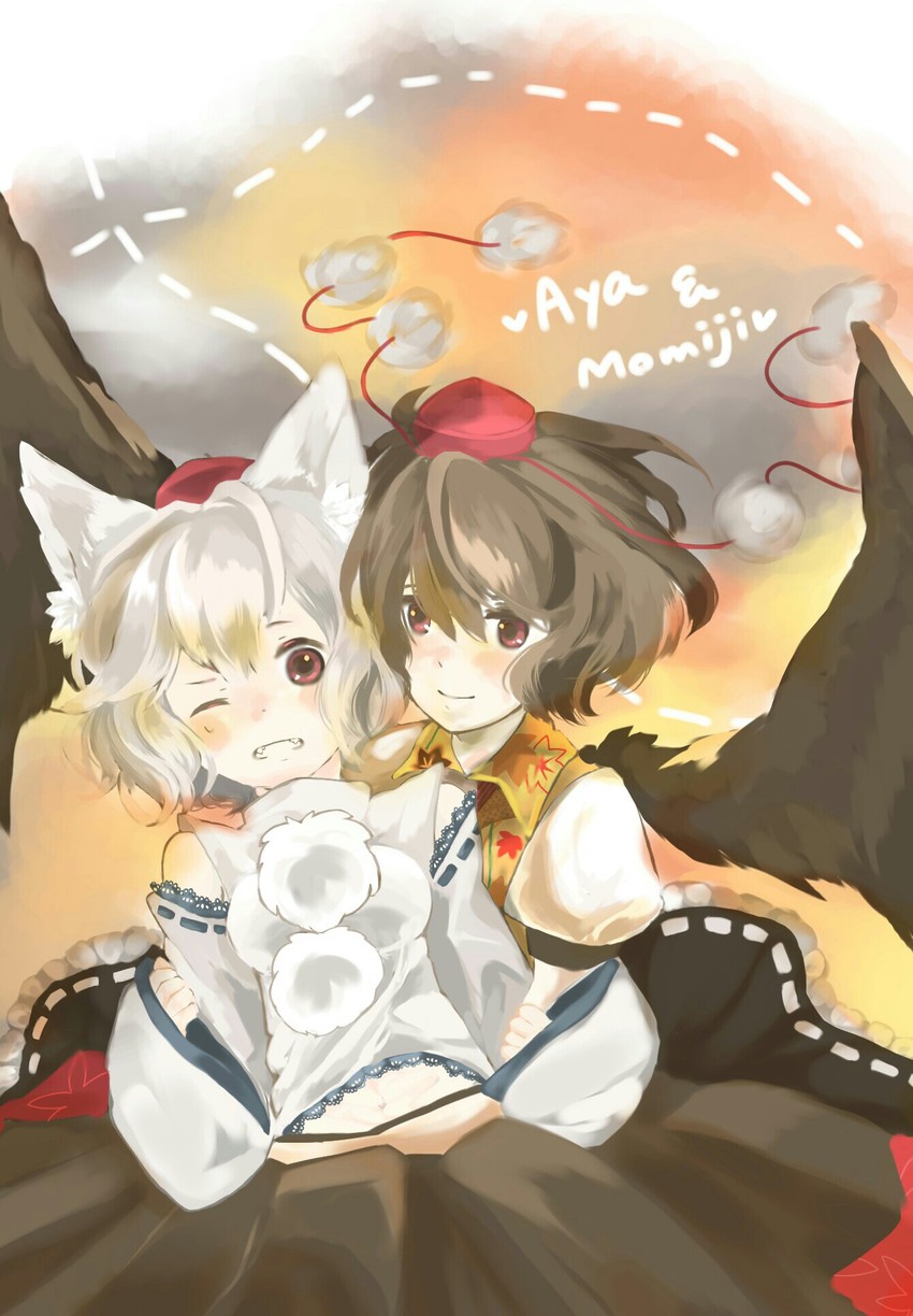 shameimaru aya and inubashiri momiji (touhou) drawn by yomogi_(yomo1539)