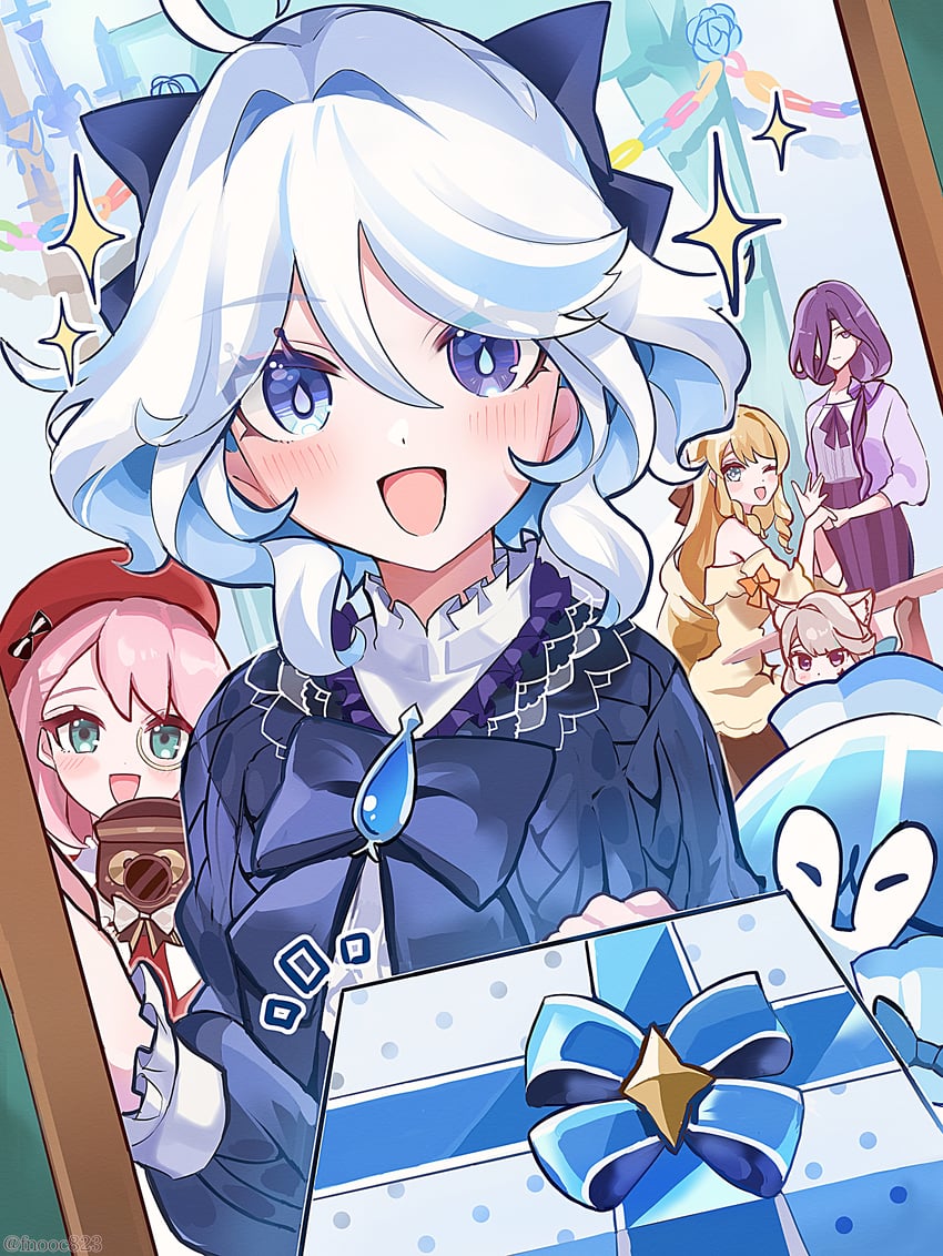 furina, clorinde, navia, lynette, charlotte, and 1 more (genshin impact) drawn by chaena_(exmd3552)