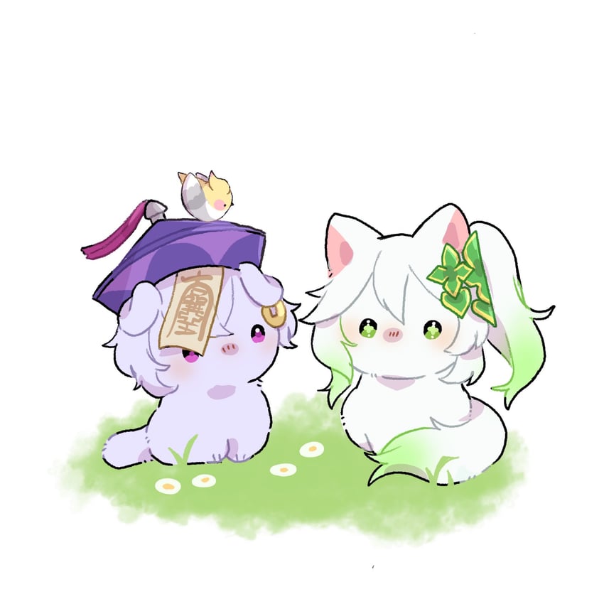 nahida, qiqi, and tamura yukari (genshin impact) drawn by nasuka_gee