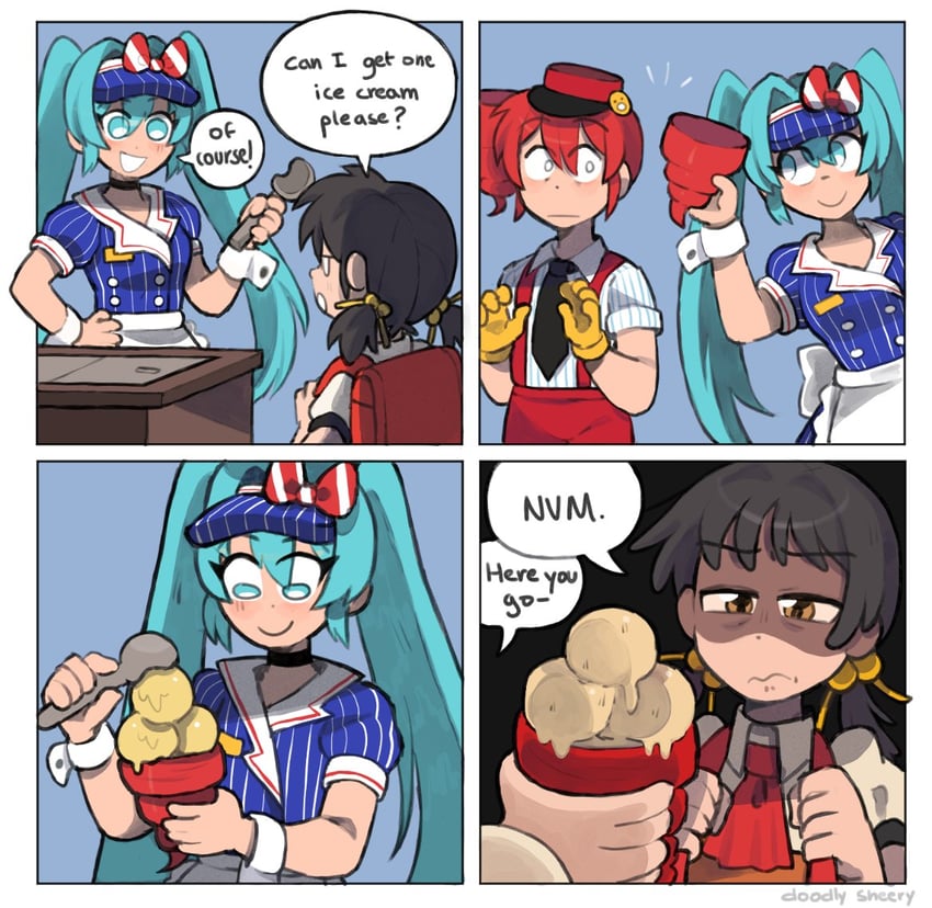 hatsune miku, kasane teto, and kaai yuki (vocaloid and 2 more) drawn by mitsuko_tan