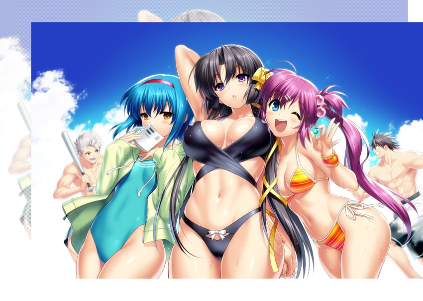 saigusa haruka, kurugaya yuiko, nishizono mio, inohara masato, and miyazawa kengo (little busters!) drawn by zen_(kamuro)
