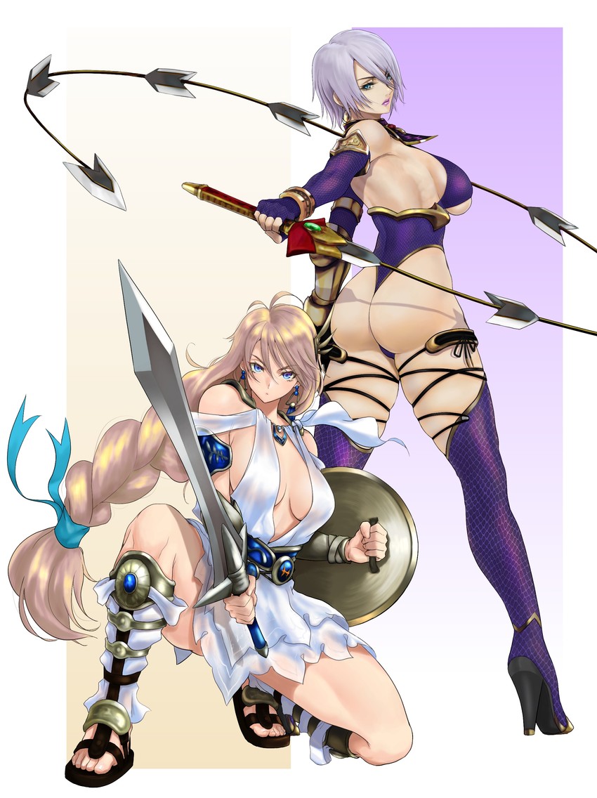 isabella valentine and sophitia alexandra (soulcalibur and 1 more) drawn by anagumasan