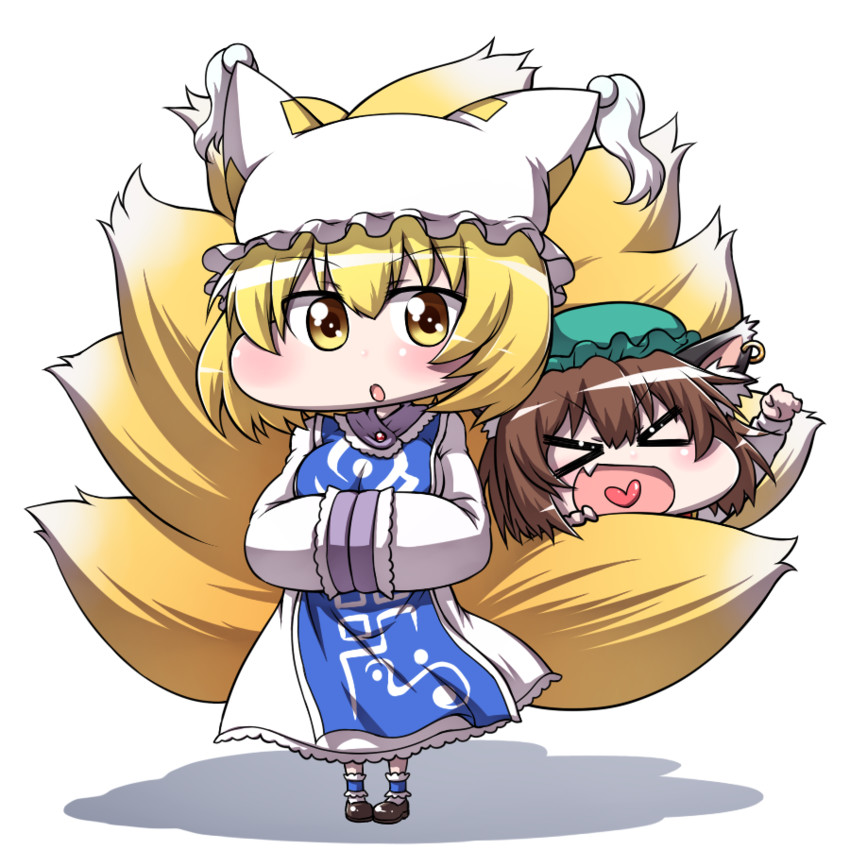 yakumo ran and chen (touhou) drawn by hanya_(hanya_yashiki)