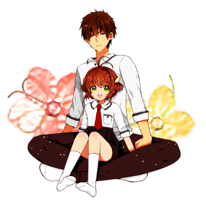 kinomoto sakura and kinomoto touya (cardcaptor sakura) drawn by mokku_(ak0207)