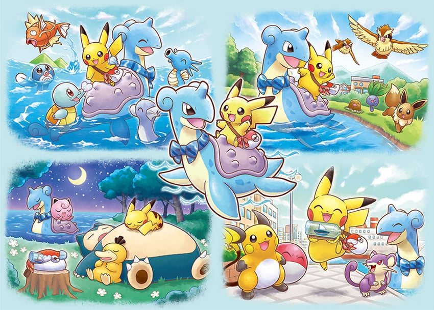 eevee, jigglypuff, squirtle, raichu, snorlax, and 11 more (pokemon) drawn by sakuma_sanosuke