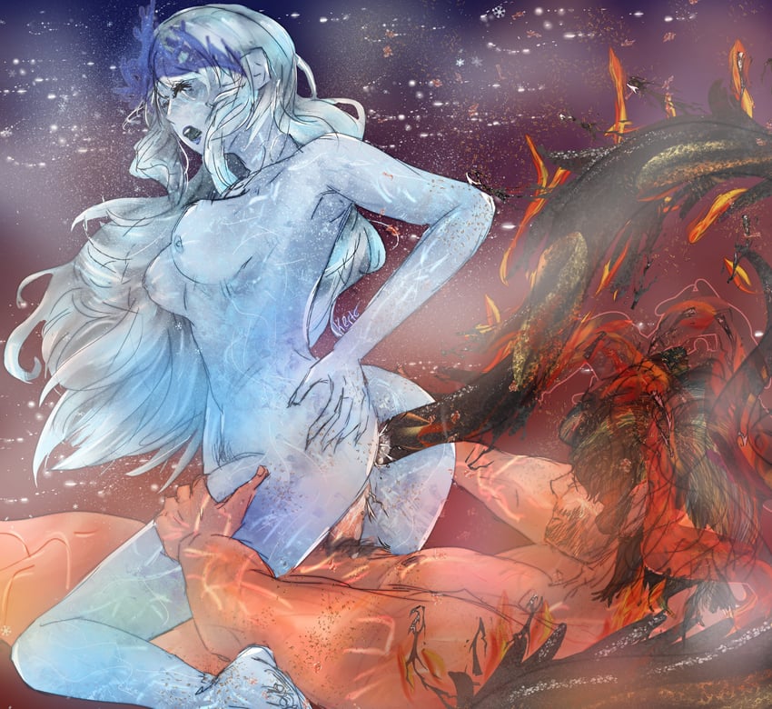 clive rosfield, jill warrick, shiva, and ifrit (final fantasy and 1 more) drawn by kerto