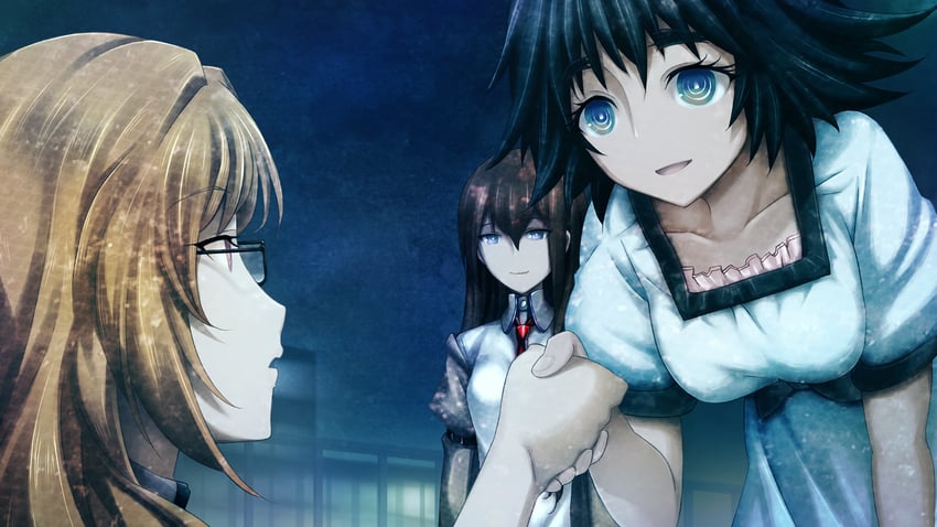 makise kurisu, shiina mayuri, and kiryuu moeka (steins;gate and 1 more) drawn by huke