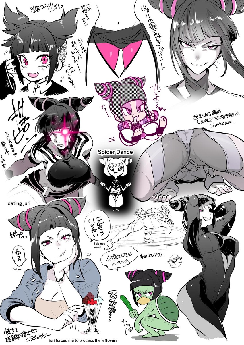 han juri and muffet (street fighter and 3 more) drawn by marimo_(yousei_ranbu)