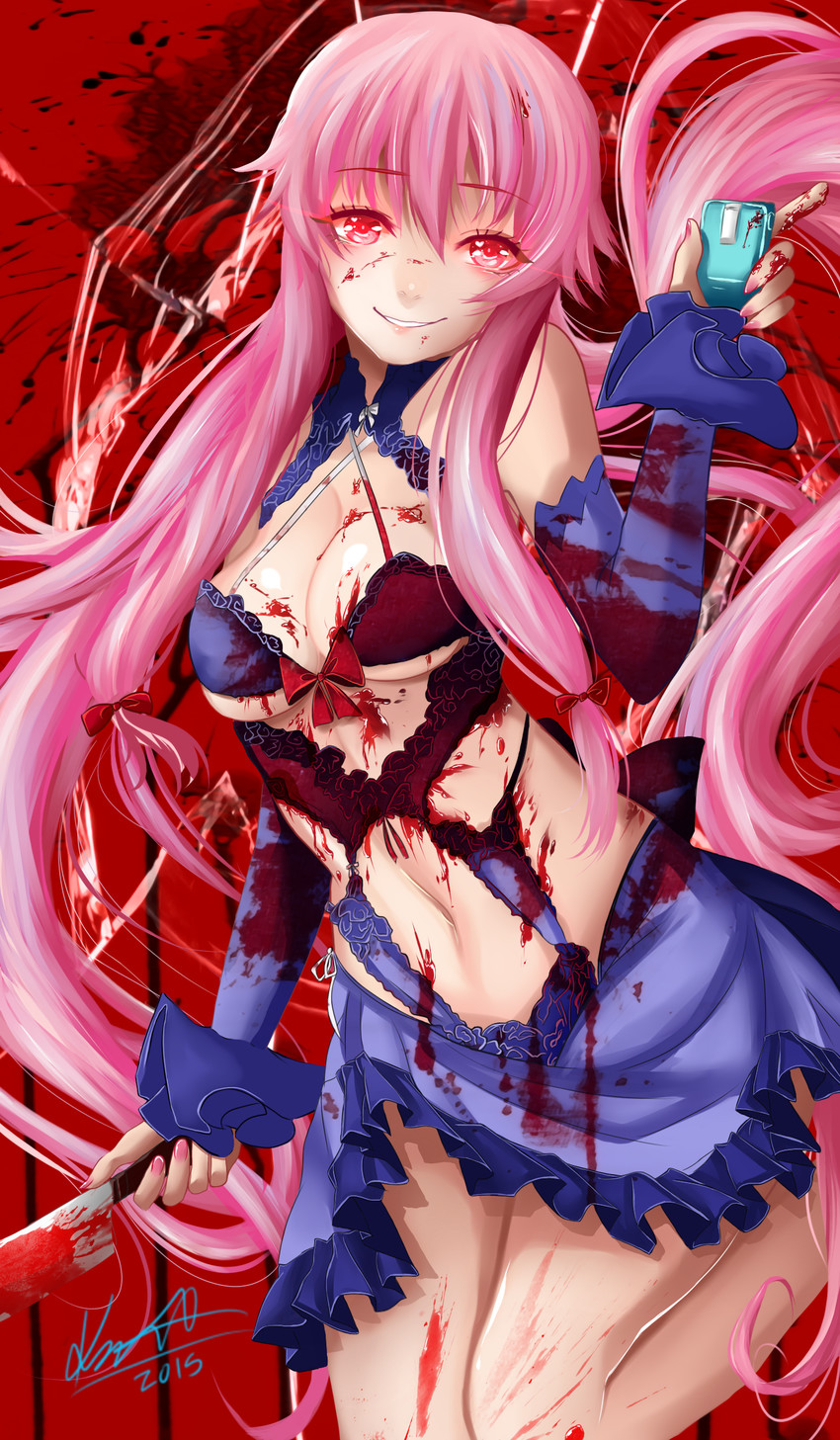 gasai yuno (mirai nikki) drawn by katrina_lynn