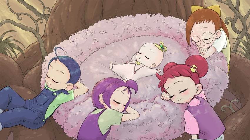 harukaze doremi, segawa onpu, fujiwara hazuki, senoo aiko, and makihatayama hana (ojamajo doremi) drawn by grim_grin_grim