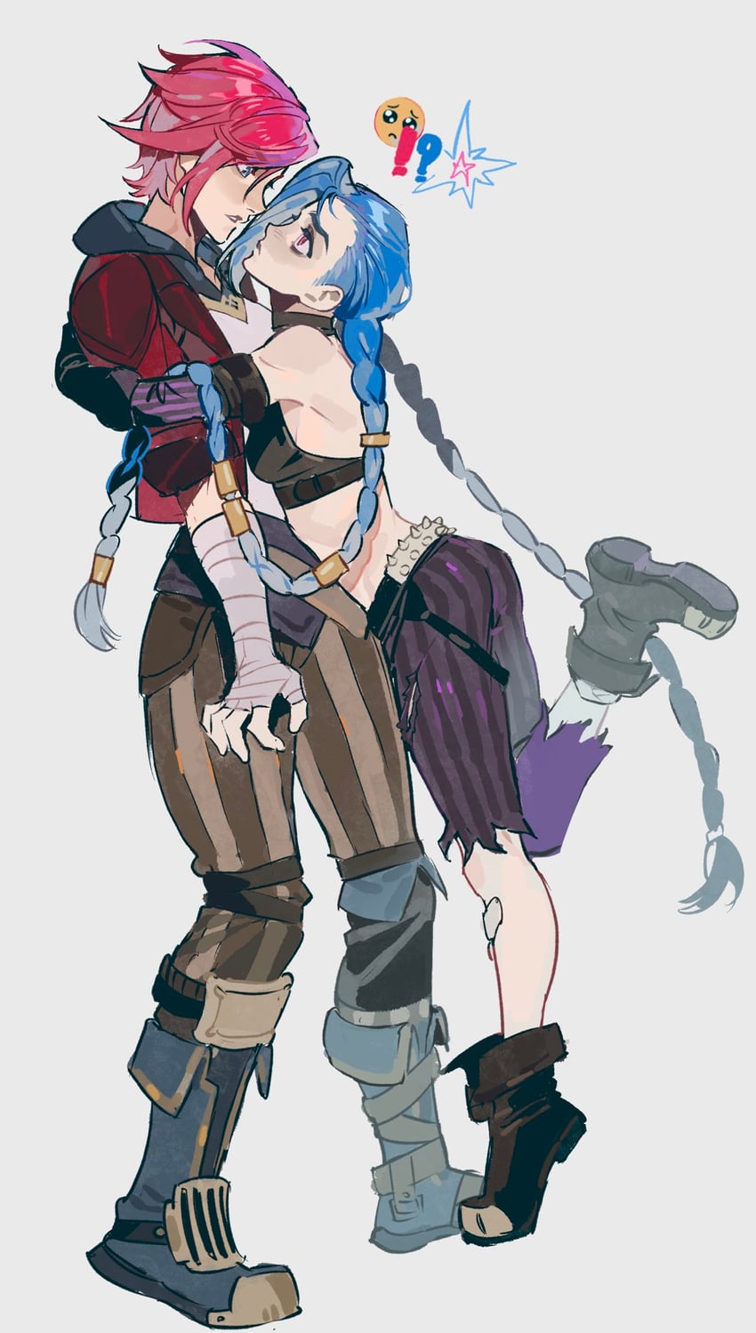jinx, vi, arcane jinx, and arcane vi (league of legends and 1 more) drawn by sumooo_(ga_ilil)