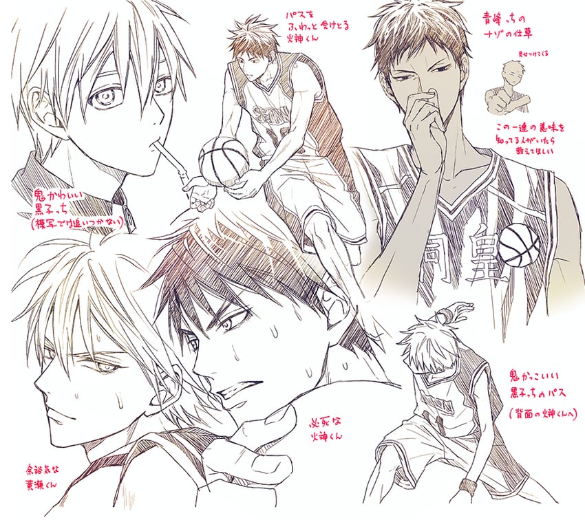 kuroko tetsuya, aomine daiki, kise ryouta, and kagami taiga (kuroko no basuke) drawn by a_jou