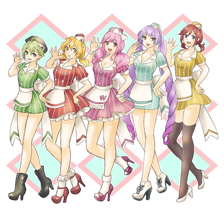 mikumo guynemer, freyja wion, kaname buccaneer, makina nakajima, and reina prowler (macross and 1 more) drawn by hibana_(hibana_ztlv)