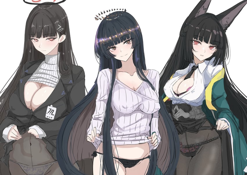rio, hoshimi miyabi, and virtuosa (blue archive and 2 more) drawn by ken_(shutenndouji1)