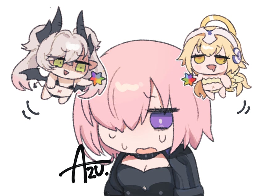mash kyrielight, jeanne d'arc, lilith, and metatron jeanne (fate and 1 more) drawn by azu_(kirara310)