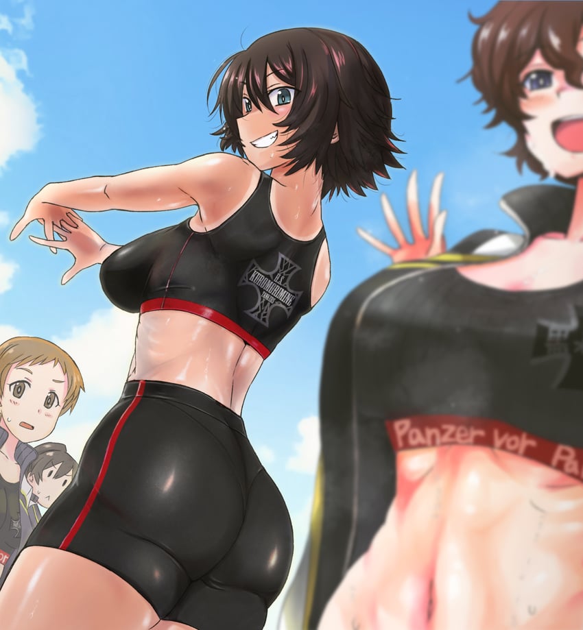 akaboshi koume, kojima emi, hida ema, and itsumi erika's loader (girls und panzer) drawn by nabeyu
