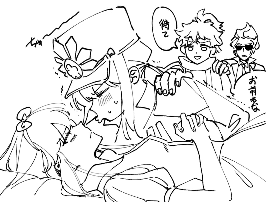oda nobunaga, oda nobukatsu, sleeping beauty, akechi mitsuhide, and toyotomi hideyoshi (fate and 2 more) drawn by sempon_(doppio_note)
