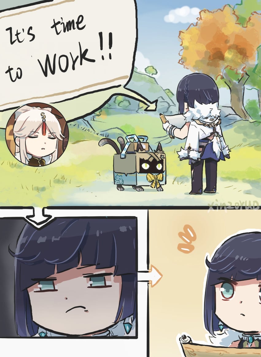yelan, ningguang, and kirara (genshin impact) drawn by xinzoruo